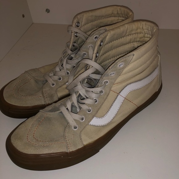 khaki high top vans